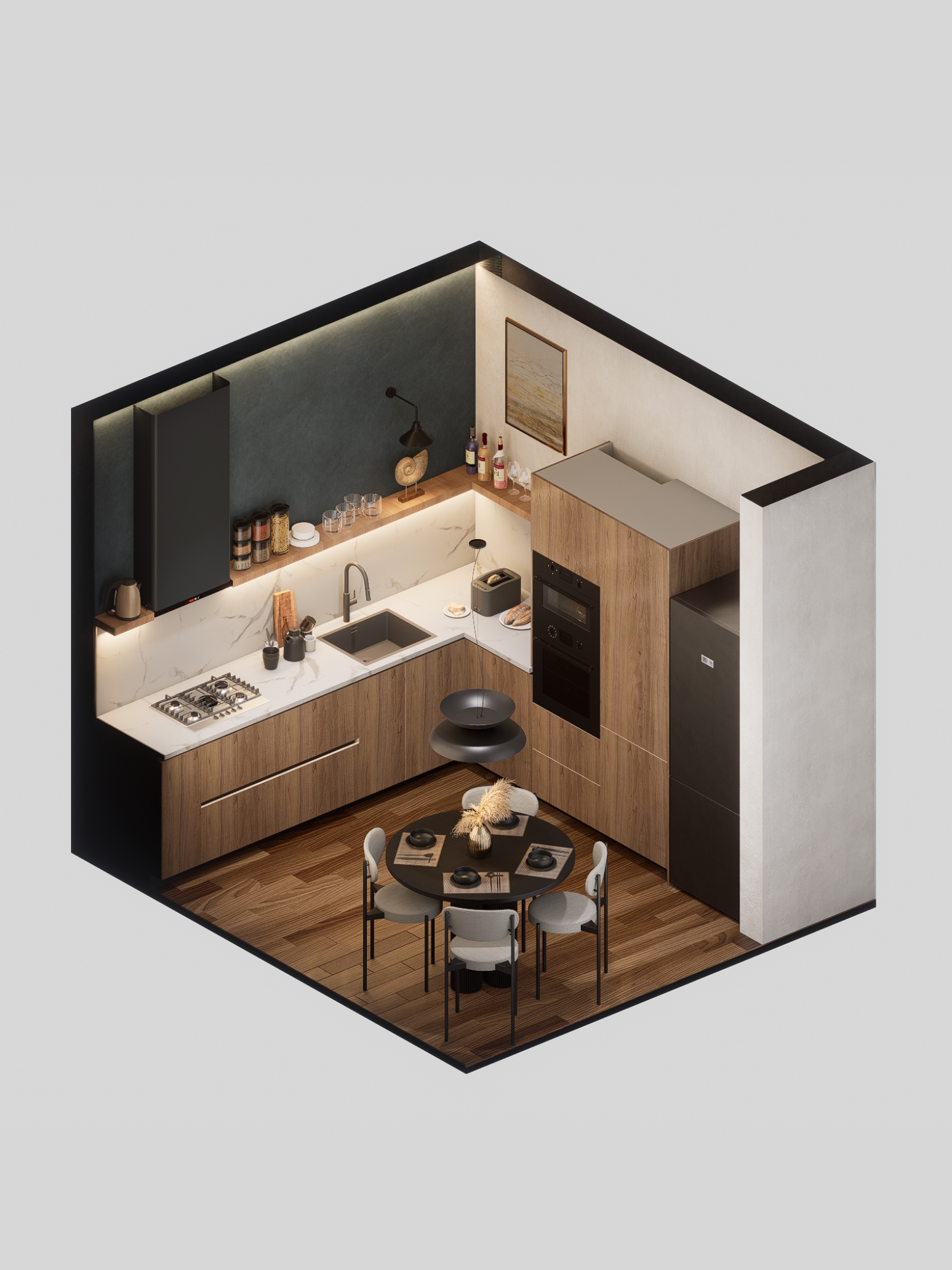 Diseño de cocina integral en Mérida - Renders