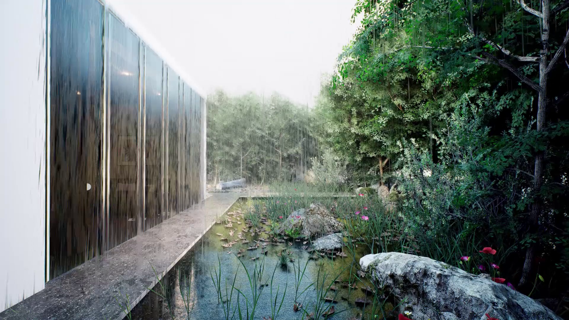 Video de habitación con lluvia - Hecho en Unreal Engine